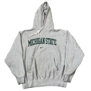 Vintage Nike Michigan State Hoodie XL Gray MSU Baggy Center Swoosh Y2K Spartans